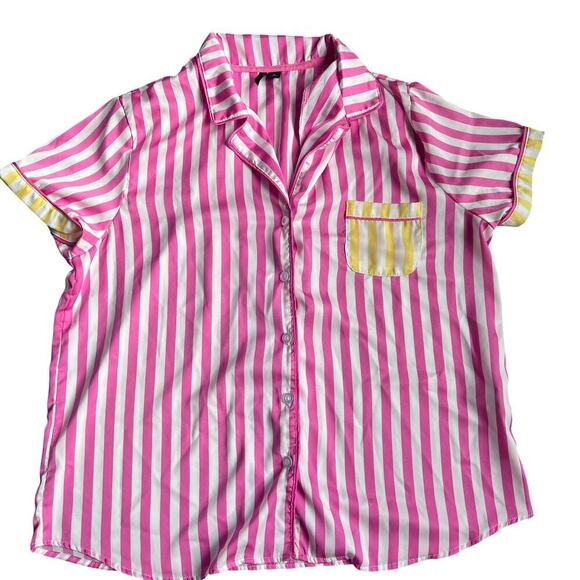Kensie Pink & White Striped Button Pajama Shorts Set XL - Picture 2 of 12